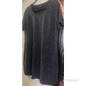 Scoop neck dark heather gray t-shirt dress with side pockets